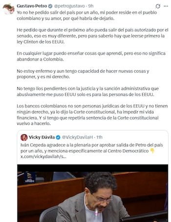 El expresidente de la República aseguró que atenderá compromisos de “carácter personal, social, político y académico”, aunque no detalló el destino - crédito @petrogustavo/X