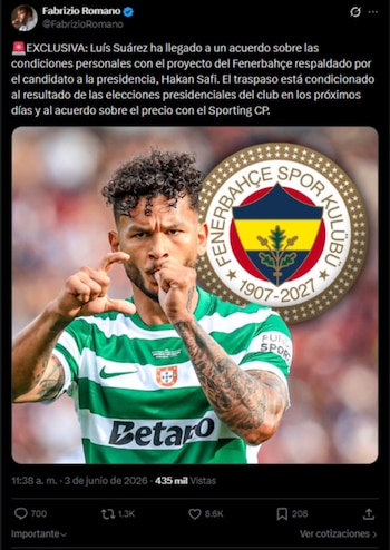 O jornalista especialista em transferências informou que o atacante samaritano fez um acordo verbal com o time de Istambul @FabrizioRomano/X.