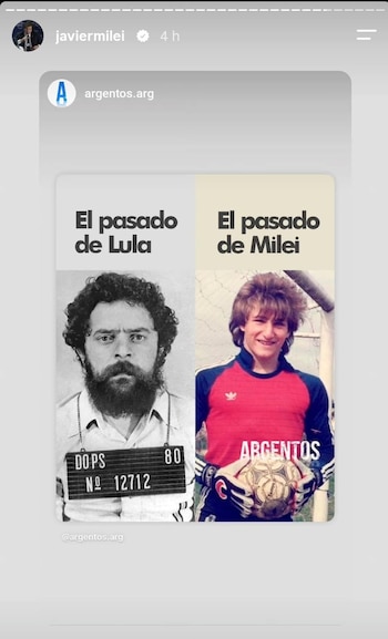El mensaje en redes de Javier Milei contra Lula da Silva en el marco de las elecciones en Brasil