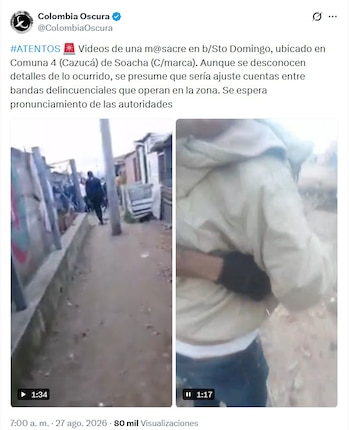 La mañana del jueves 27 de agosto se difundieron los videos en los que se observan las tres víctimas de la masacre que le fue asignada investigar al intendente de la Sijín Edilberto Pinilla - crédito Colombia Oscura / X