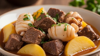 Estofado de ternera y sepia