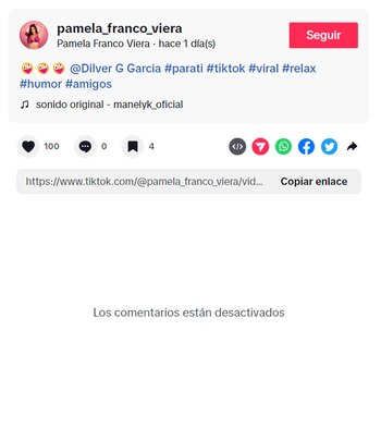 Pamela Franco desactivó sus comentarios en su cuenta de TikTok.