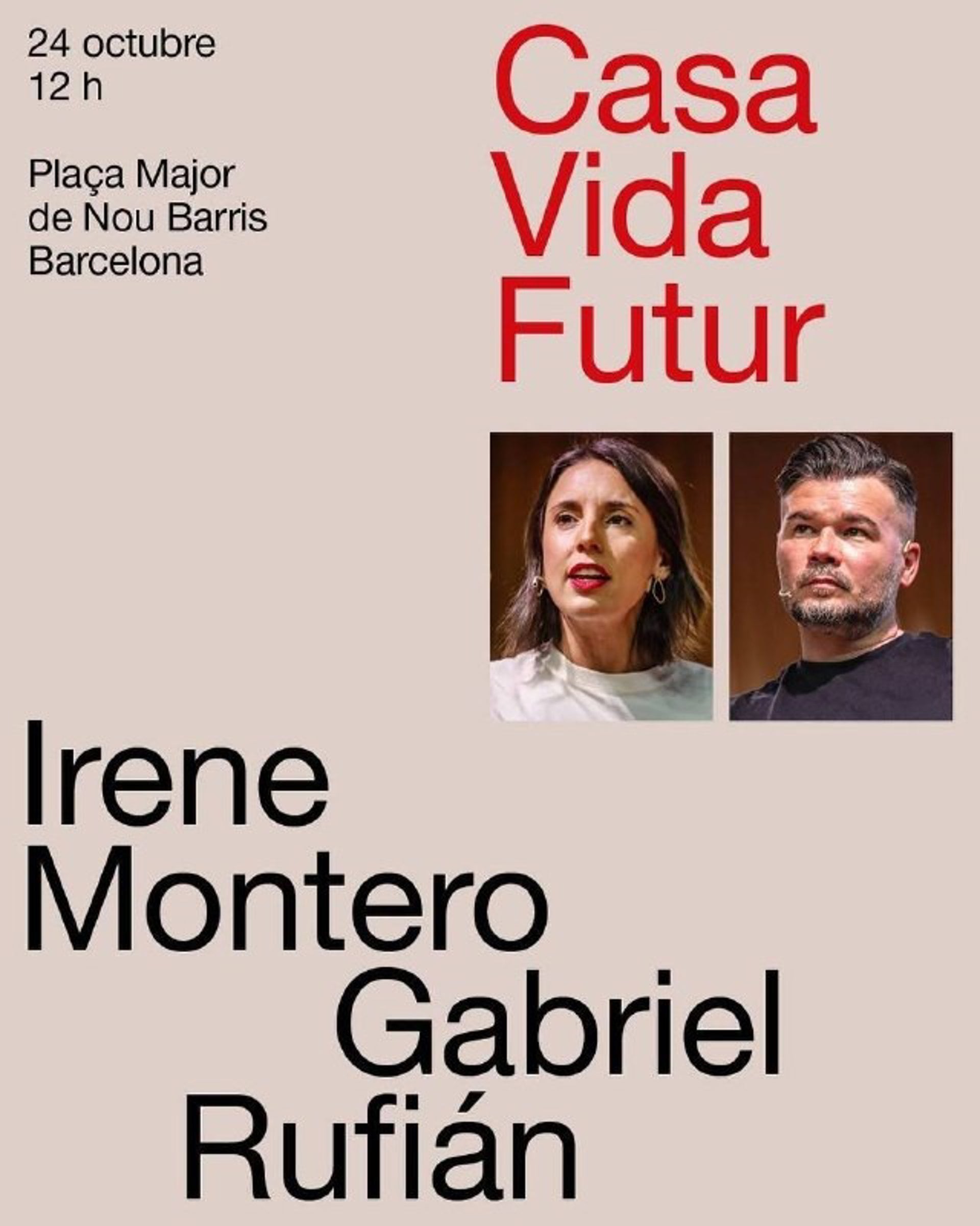 Irene Montero y Rufián estrenan alianza con su primer acto de precampaña conjunto el próximo sábado en Barcelona