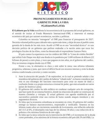 El Pacto Histórico propone recaudar recursos internos para cerrar el déficit fiscal - crédito Pacto Histórico
