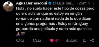 El actor había desmentido las versiones de romance previo a borrar los posteos (X)