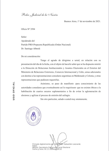 Resolución del Poder Judicial al
