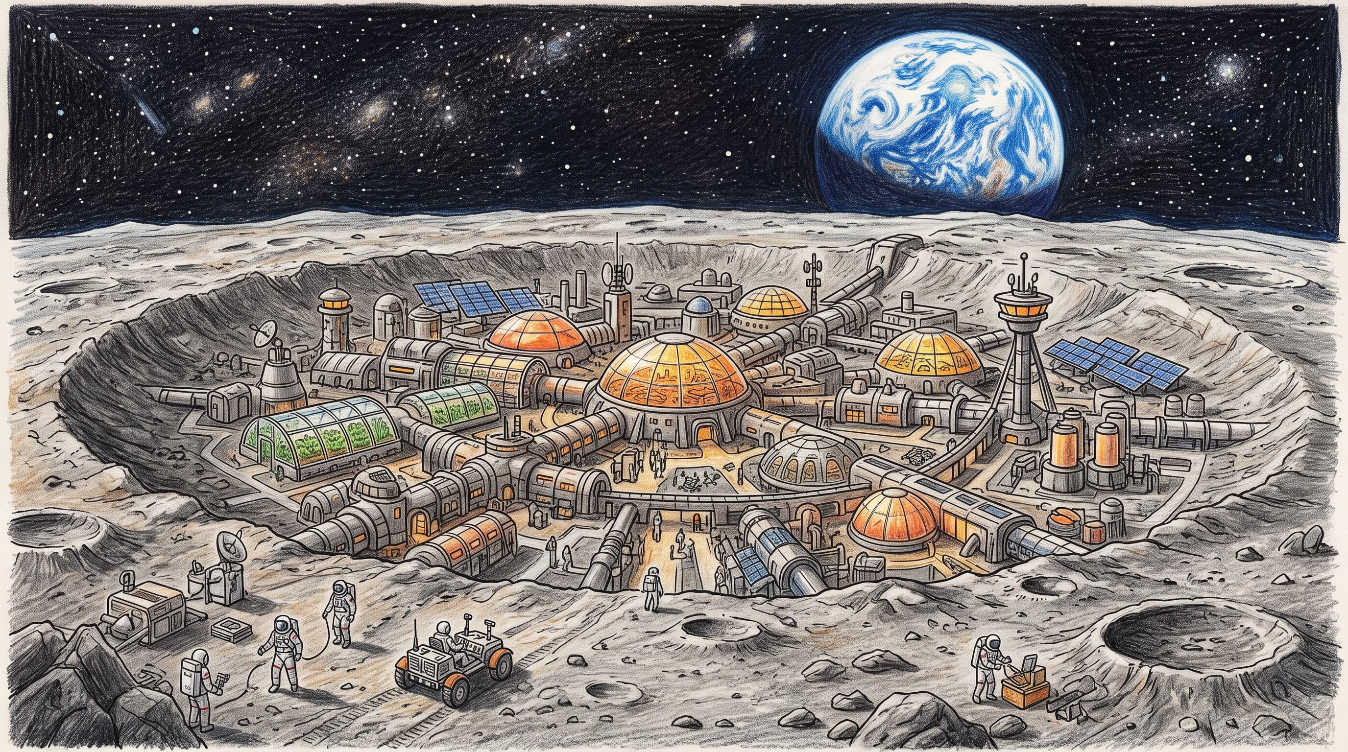 Un estudio en Frontiers in Space Technologies advirtió que el agua limita la escala y la duración de las ciudades autosuficientes en la Luna. (Imagen Ilustrativa Infobae)