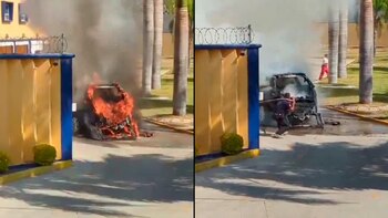 Una camioneta terminó en llamas