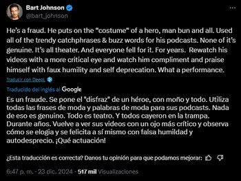 Bart Johnson despotricó contra Justin
