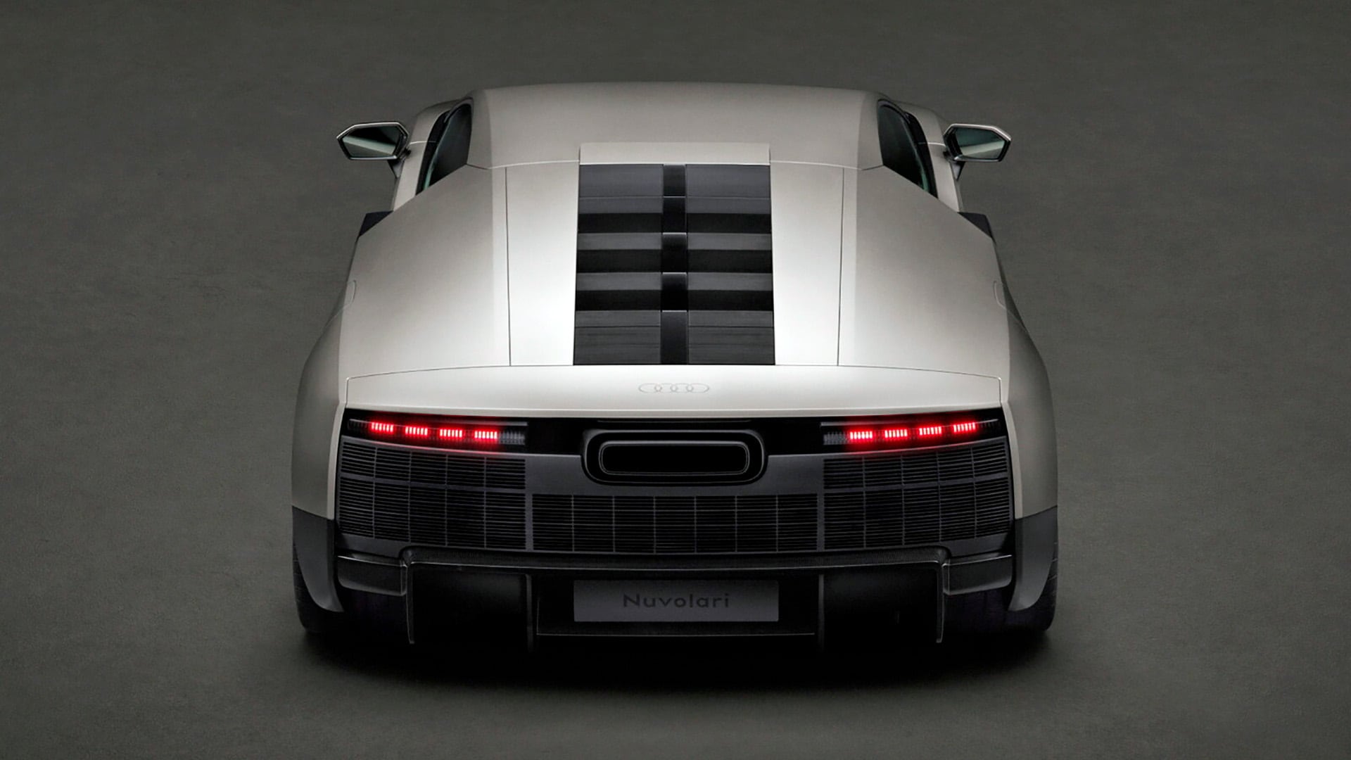 El Audi Nuvolari, el superdeportivo híbrido más potente de la marca alemana con 1.001 CV, se muestra desde su parte trasera destacando aerodinámica activa derivada de la Fórmula 1. (Audi)