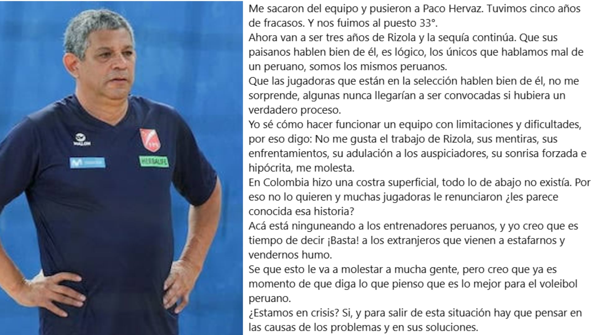 La dura crítica de Carlos Aparicio contra Antonio Rizola. Crédito: Facebook