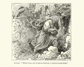 Grabado antiguo de una escena