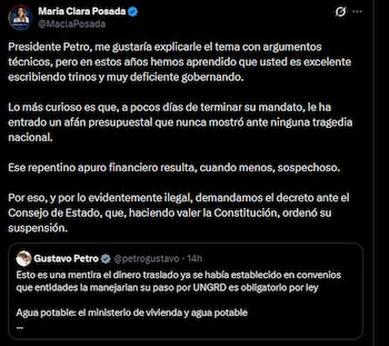 María Clara Posada - crédito @MaclaPosada/X