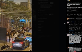 ARMY se congrega frente al hotel Marriott y genera tensión durante el traslado de una camioneta. Captura: X.