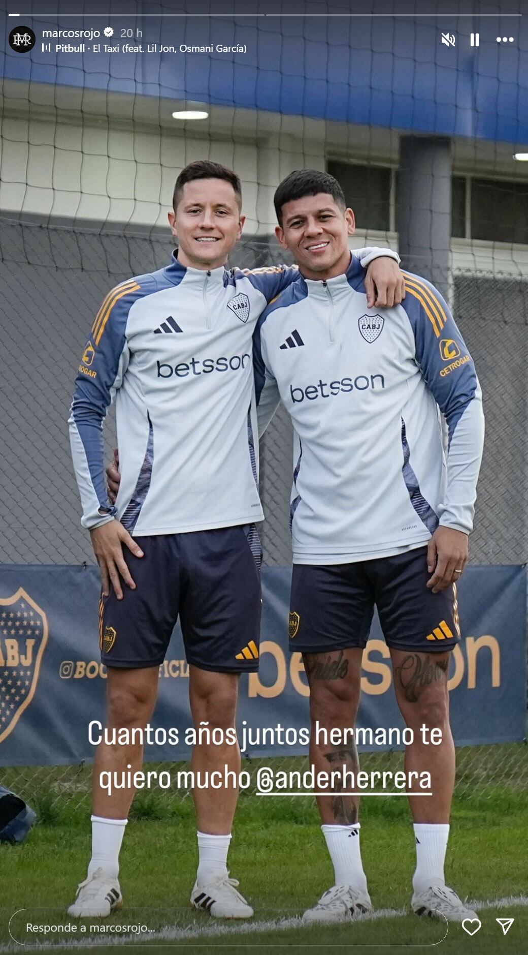 Marcos Rojo publicó una historia junto al español Ander Herrera (Instagram)