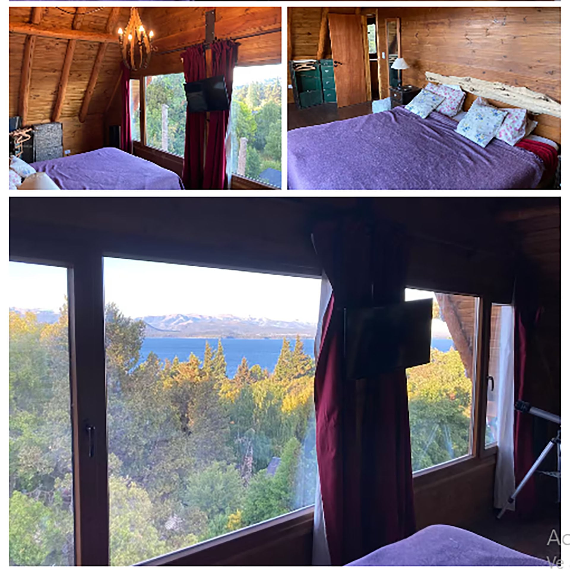 La habitación principal tiene una vista espectacular al Lago Nahuel Huapi
