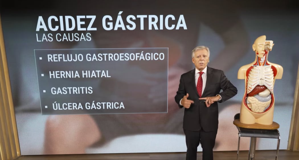 Causas frecuentes de la acidez gástrica son: Reflujo gastroesofágico, hernia hiatal y gastritis, según López Rosetti.