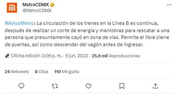 El Sistema Metro informó que