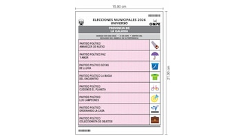 Cédula de votación para las elecciones regionales y municipales 2026