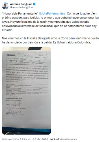 Ministro del Trabajo desestimó trámite de Jota Pe Hernández y sostuvo que solo la Corte Suprema es competente - crédito @AntonioSanguino/X