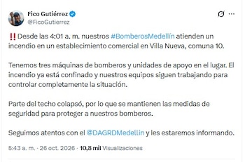 El balance inicial de los organismos de socorro no registró personas heridas en el sitio - crédito @FicoGutierrez/X