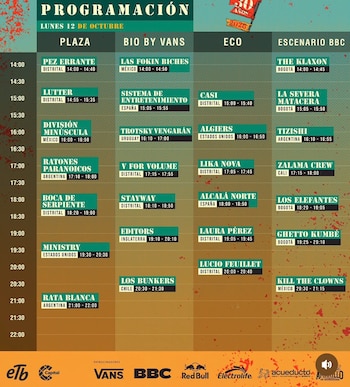 Horarios de Rock Al Parque para el lunes 12 de octubre - crédito @rockalparqueoficial/Instagram