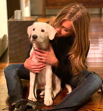 Jennifer Aniston con su cachorro