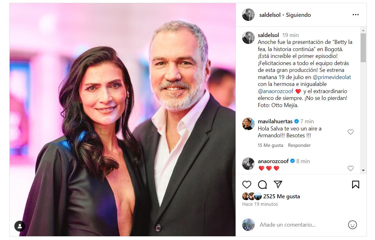 Salvador del Solar le dedicó tierno mensaje a Ana María Orozco previo al estreno de