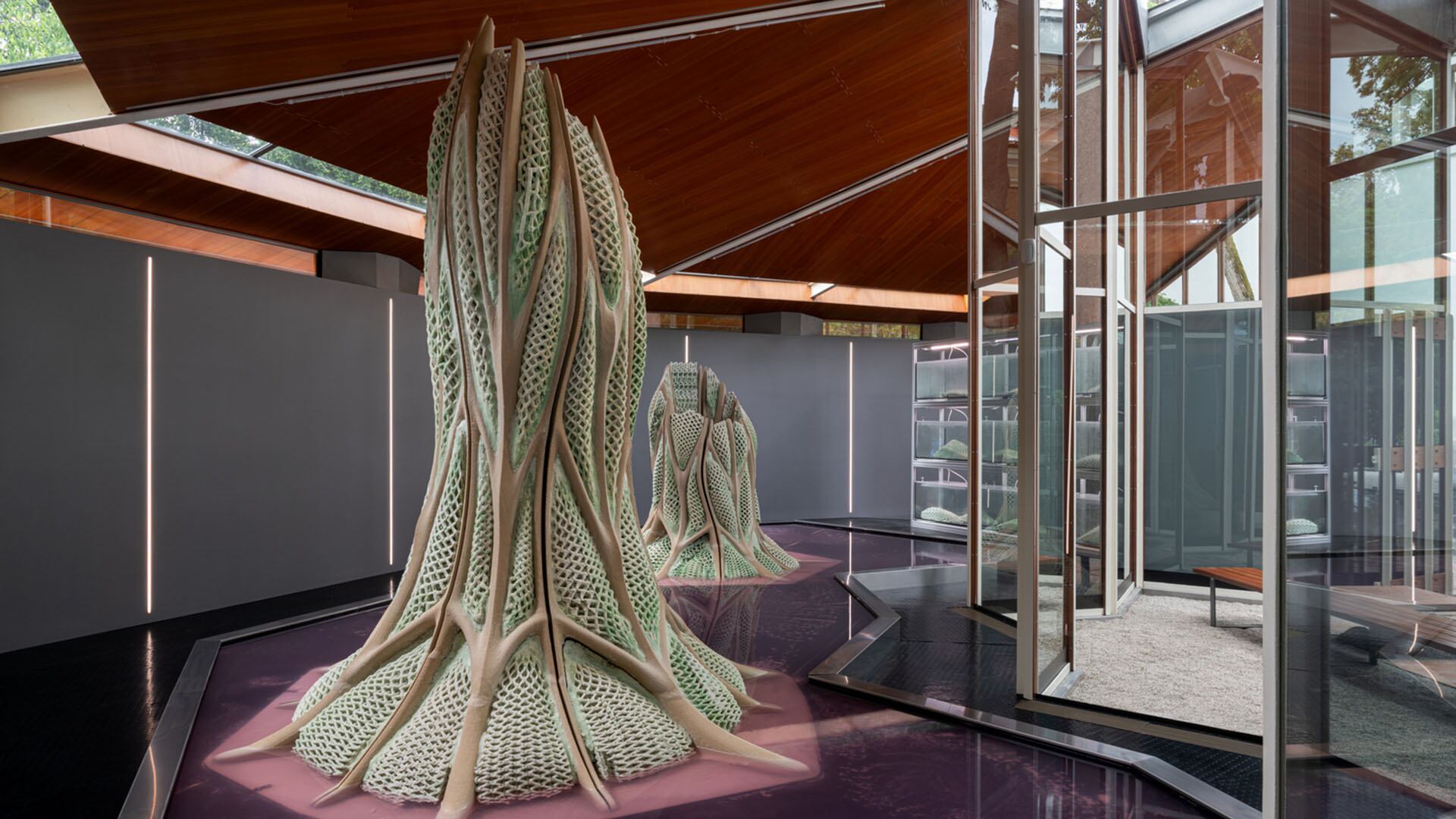 Así se mostró el hidrogel con cianobacterias dentro del Pabellón de Canadá en la Bienal de Venecia/ Valentina Mori