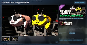 Captura de pantalla de la tienda Steam con la página de un contenido descargable, cuadros de texto informativo y capturas de personajes