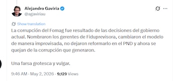 El exministro Alejandro Gaviria criticó la decisión del gobierno de abrir una investigación al Fomag - crédito @agaviriau/X