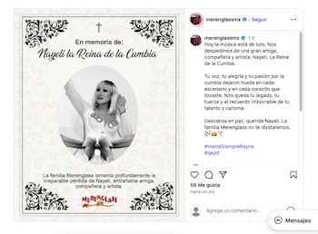 Comunicado de Merenglass. (Instagram)