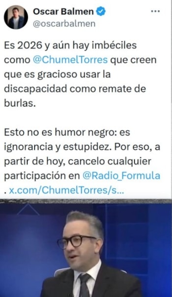 Óscar Balderas llamó imbécil a Chumel Torres por haber usado una imagen discriminatoria