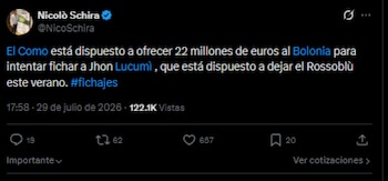 El defensor central de la selección Colombia también ha sonado para reforzar a la Juventus-crédito @NicoSchira/X