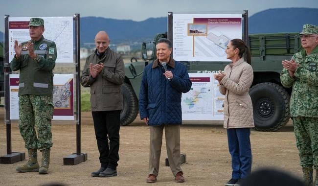 Se prevé que el Tren AIFA–Pachuca inicie operaciones en 2027, con la meta de transportar diariamente hasta 107 mil pasajeros. (Gobierno de México/ Tren Aifa Paschuca)