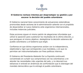 Cancillería expresó su preocupación por labores de descrédito de su gestión