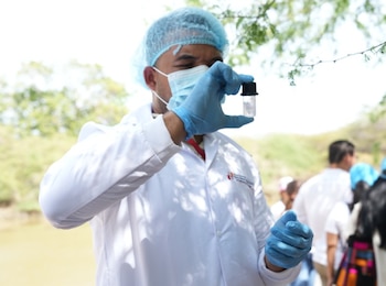 La fuente de agua inspeccionada presentaba posibles rastros de heces fecales de animales de corral y presencia de microalgas que daban una coloración verdosa al líquido - crédito Corte Constitucional