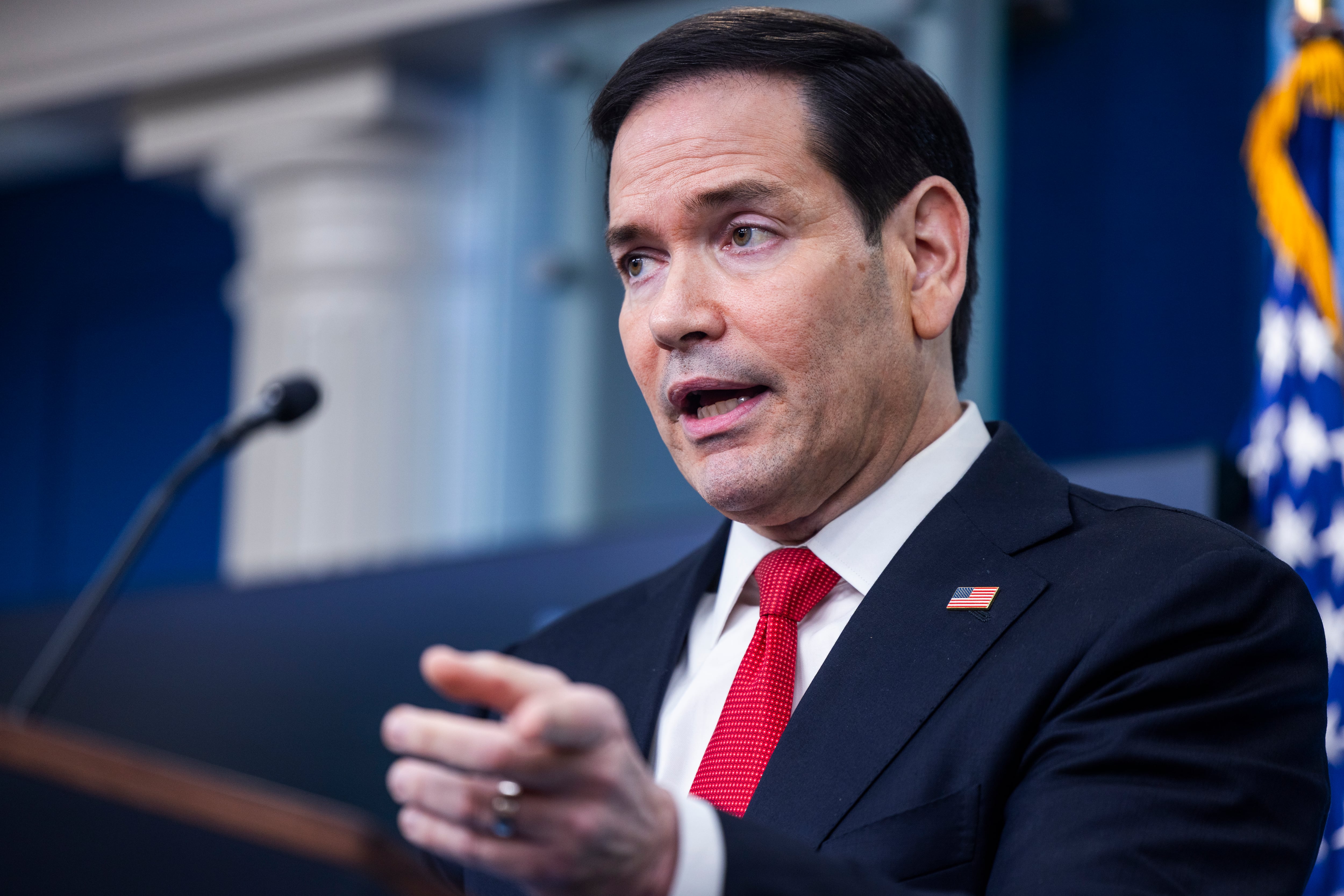 El secretario de Estado estadounidense, Marco Rubio, en la sala de prensa de la Casa Blanca en Washington, D.C., EEUU, el 5 de mayo de 2026EFE/JIM LO SCALZO