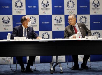 Yoshiro Mori y Fujio Mitarai