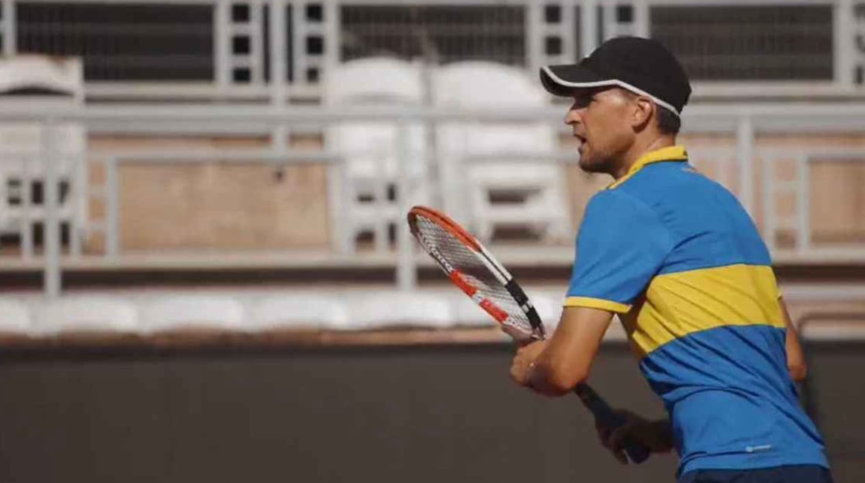 Dominic Thiem entrenando con la camiseta de Boca Juniors (Crédito: Chile Open)