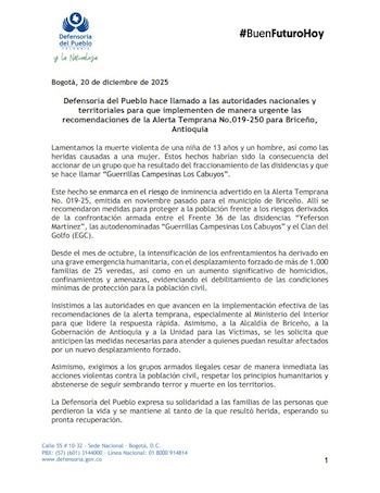 El comunicado solicitó acciones inmediatas