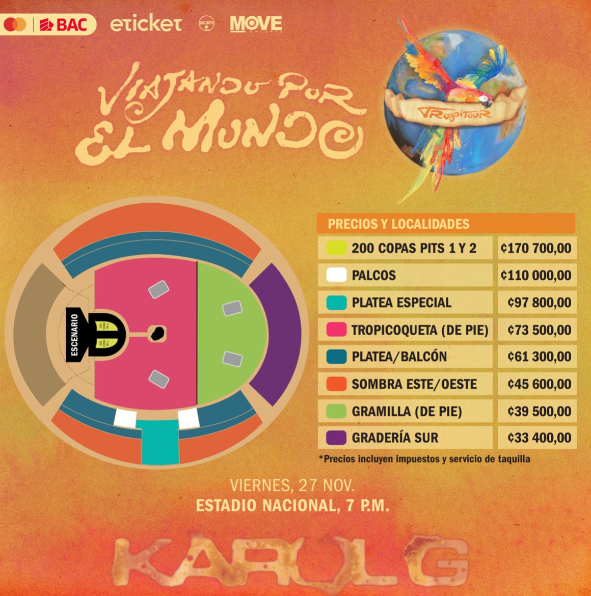 Precios oficiales concierto Karo G en Costa Rica. Créditos: Move Concerts