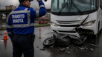 Un muerto en accidente de tránsito entre un bus escolar y una moto en Bogotá: una menor resultó herida
