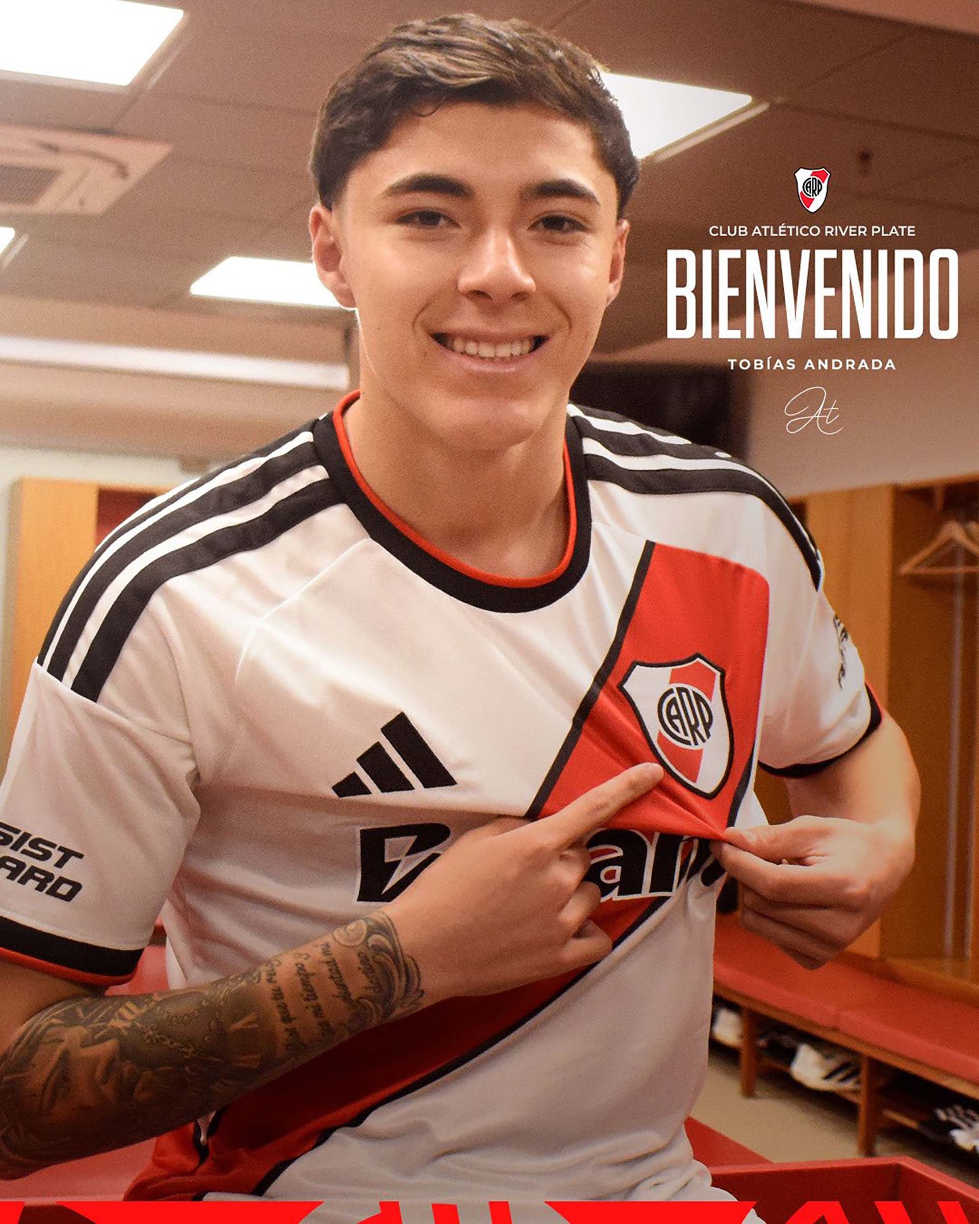 Tobías Andrada dejó Vélez y firmó contrato con River hasta el 31 de diciembre de 2030