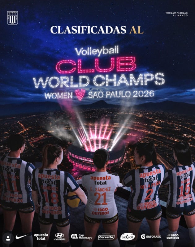 La publicación de Alianza Lima tras confirmación en el Mundial de Clubes de Vóley 2026.