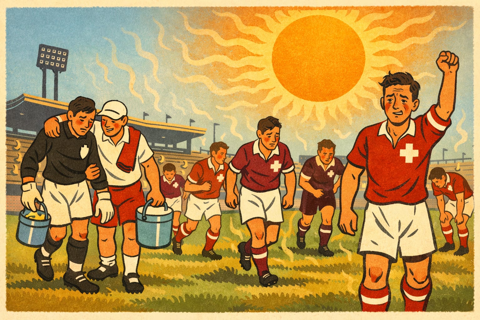 Representación de lo sucedido en cancha. (Imagen ilustrativa Infobae)