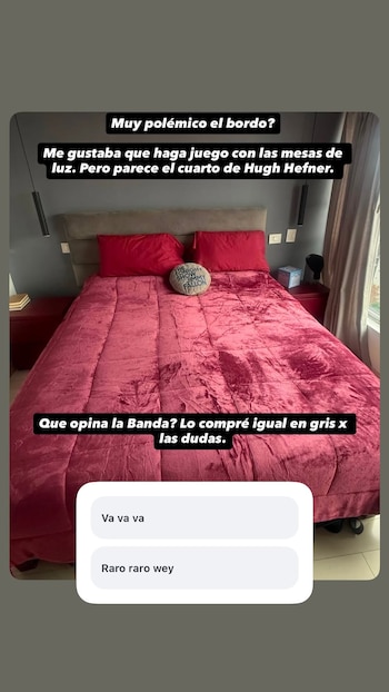 Grego Rossello desató una fuerte polémica en redes sociales al mostrar el acolchado bordó de su dormitorio en Instagram