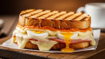 Receta de sandwich caliente de jamón, queso y huevo, rápida y fácil