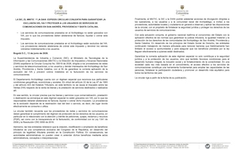 La Circular Conjunta 00019 de 2026 entró en vigencia desde su publicación, por lo que sus disposiciones son de aplicación inmediata para los proveedores de servicios de comunicaciones que operan en el territorio insular - crédito SIC