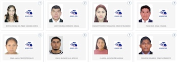 Ocho fotos tipo pasaporte de hombres y mujeres, cada una junto al logo azul y blanco de "Avanza País", con sus nombres escritos debajo
